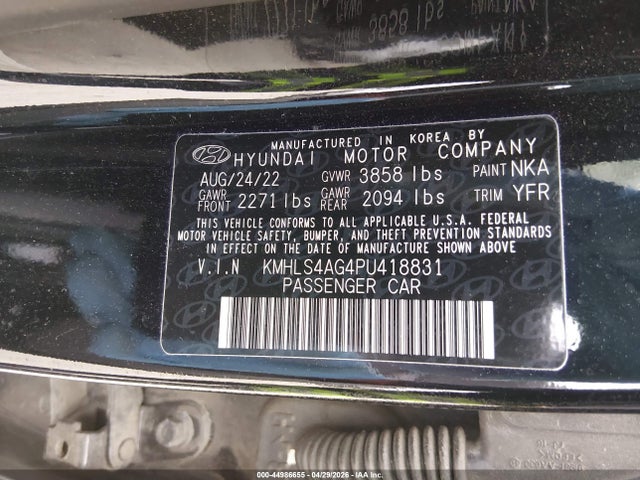 Продажа на аукционе авто 2023 Hyundai Elantra Sel, vin: KMHLS4AG4PU418831, номер лота: 44986655