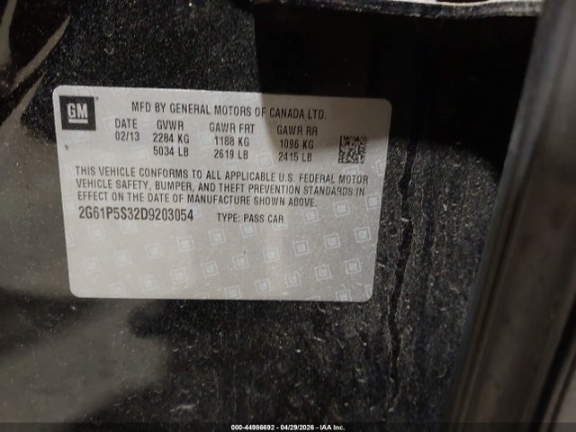 Auction sale of the 2013 Cadillac Xts Luxury, vin: 2G61P5S32D9203054, lot number: 44986692