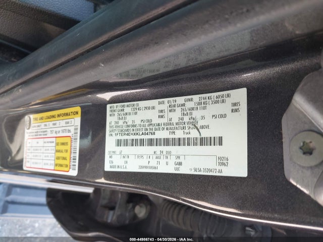 Продаж на аукціоні авто 2019 Ford Ranger Xlt, vin: 1FTER4EHXKLA04768, номер лоту: 44986743