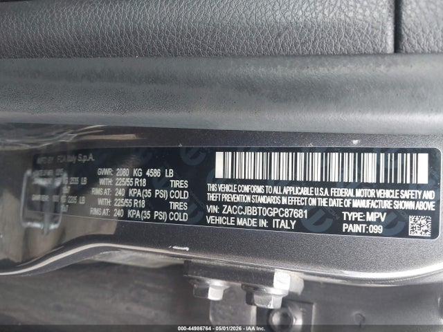 Aukcja sprzedaży 2016 Jeep Renegade Justice, vin: ZACCJBBT0GPC87681, numer aukcji: 44986764