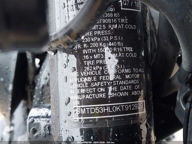 Продаж на аукціоні авто 2019 Triumph Motorcycle Bonneville Bobber Black, vin: SMTD53HL0KT912939, номер лоту: 44986766