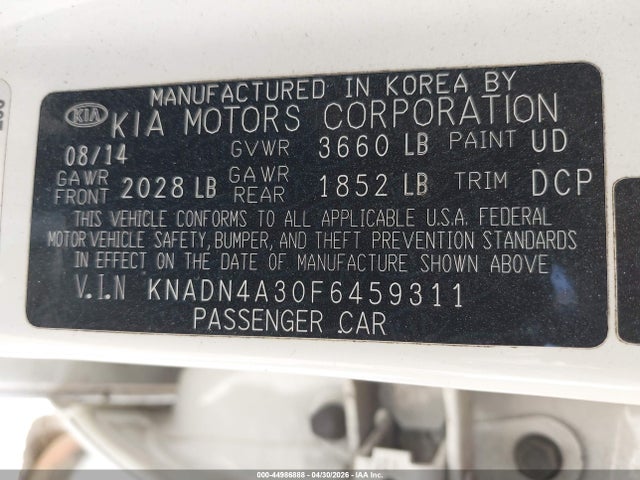 Продаж на аукціоні авто 2015 Kia Rio Ex, vin: KNADN4A30F6459311, номер лоту: 44986888