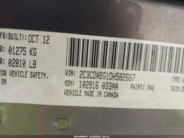 44986924 :رقم المزاد ، 2C3CDXBG1DH582667 vin ، 2013 Dodge Charger Se مزاد بيع