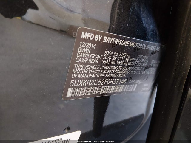 Продаж на аукціоні авто 2015 Bmw X5 Sdrive35i, vin: 5UXKR2C52F0H37146, номер лоту: 44986958
