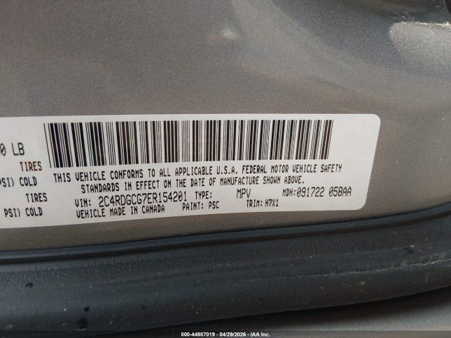 2014 Dodge Grand Caravan Sxt მანქანა იყიდება აუქციონზე, vin: 2C4RDGCG7ER154201, აუქციონის ნომერი: 44987019