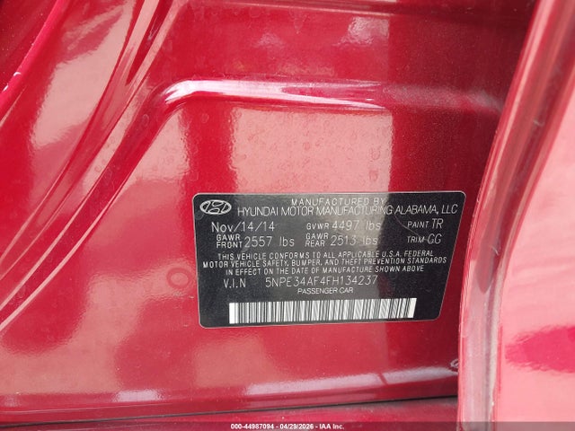 Aukcja sprzedaży 2015 Hyundai Sonata Sport, vin: 5NPE34AF4FH134237, numer aukcji: 44987094