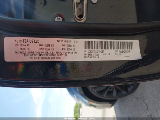 2016 Dodge Dart Gt მანქანა იყიდება აუქციონზე, vin: 1C3CDFEBXGD704387, აუქციონის ნომერი: 44987193
