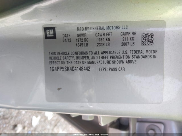 Aukcja sprzedaży 2012 Buick Verano, vin: 1G4PP5SK4C4148442, numer aukcji: 44987200