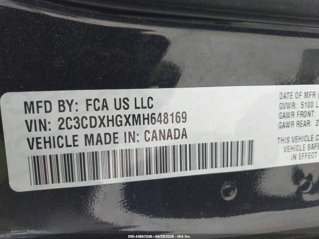Aukcja sprzedaży 2021 Dodge Charger Gt Rwd, vin: 2C3CDXHGXMH648169, numer aukcji: 44987236