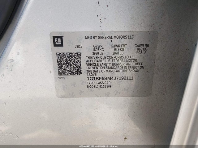 Продажа на аукционе авто 2018 Chevrolet Cruze Premier Auto, vin: 1G1BF5SM4J7192111, номер лота: 44987239