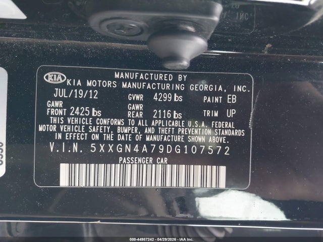 Aukcja sprzedaży 2013 Kia Optima Ex, vin: 5XXGN4A79DG107572, numer aukcji: 44987242