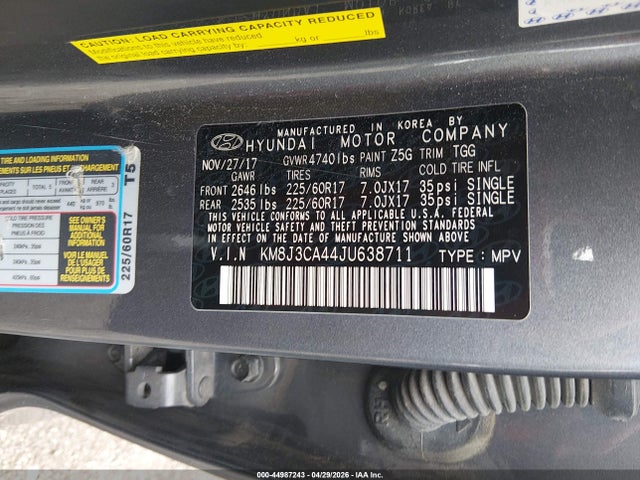 KM8J3CA44JU638711 Hyundai TUCSON SEL