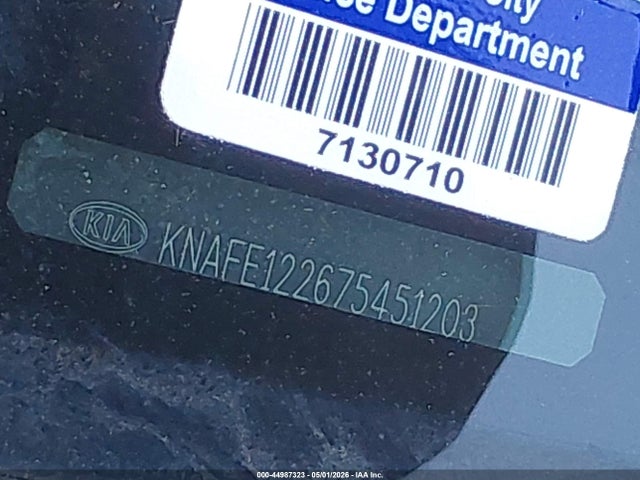 44987323 :رقم المزاد ، KNAFE122675451203 vin ، 2007 Kia Spectra Ex مزاد بيع