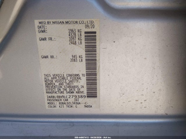 1N4BL4BV9LC279389 Nissan Altima S Fwd