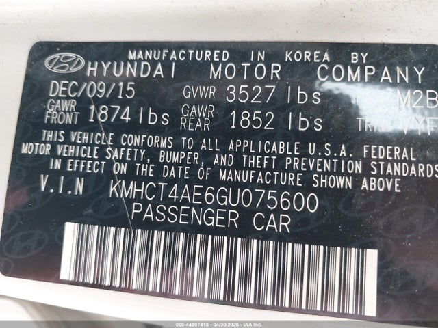 Hyundai ACCENT SE 2016 KMHCT4AE6GU075600 Image 9