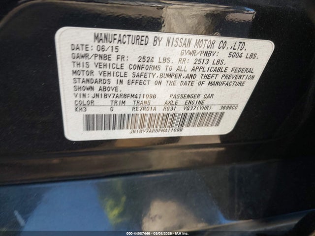 Продаж на аукціоні авто 2015 Infiniti Q50, vin: JN1BV7AR8FM411098, номер лоту: 44987446