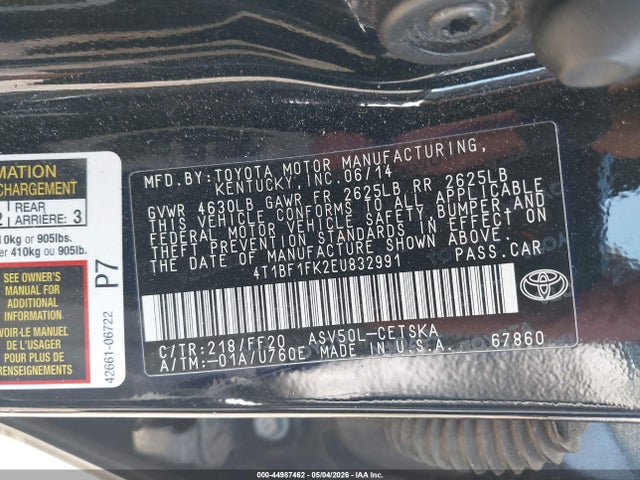 Продаж на аукціоні авто 2014 Toyota Camry Se, vin: 4T1BF1FK2EU832991, номер лоту: 44987462