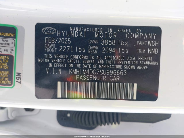 Aukcja sprzedaży 2025 Hyundai Elantra Sel Sport, vin: KMHLM4DG7SU996663, numer aukcji: 44987463