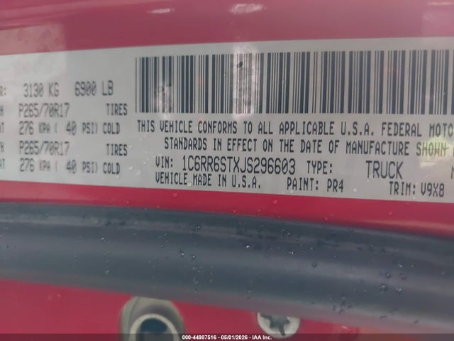 Aukcja sprzedaży 2018 Ram 1500 Tradesman  4x2 6'4 Box, vin: 1C6RR6STXJS296603, numer aukcji: 44987516