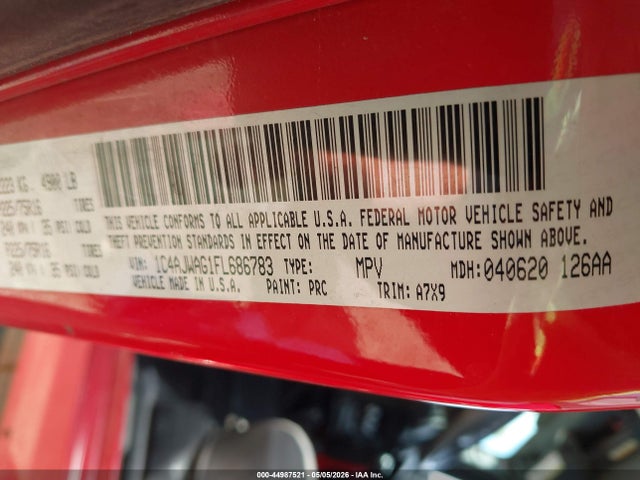 44987521 :رقم المزاد ، 1C4AJWAG1FL686783 vin ، 2015 Jeep Wrangler Sport مزاد بيع