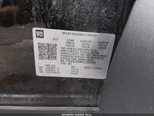 2024 Chevrolet Trax Fwd Sp მანქანა იყიდება აუქციონზე, vin: KL77LFE2XRC205711, აუქციონის ნომერი: 44987594