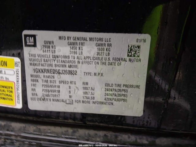 Продаж на аукціоні авто 2016 Gmc Acadia Sle-1, vin: 1GKKRNED5GJ260832, номер лоту: 44987612