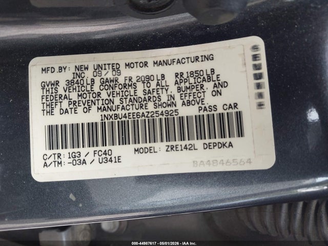 Продажа на аукционе авто 2010 Toyota Corolla Le, vin: 1NXBU4EE6AZ254925, номер лота: 44987617