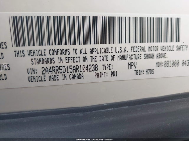 Продаж на аукціоні авто 2010 Chrysler Town & Country Touring, vin: 2A4RR5D15AR104238, номер лоту: 44987635