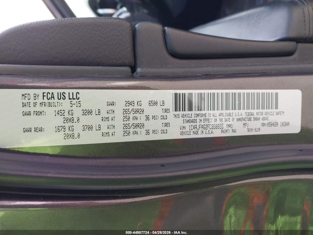 Aukcja sprzedaży 2015 Jeep Grand Cherokee Altitude, vin: 1C4RJFAG2FC858855, numer aukcji: 44987724