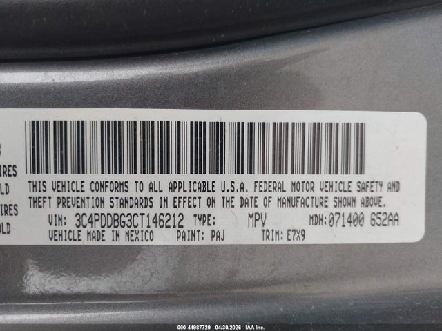 Aukcja sprzedaży 2012 Dodge Journey Sxt, vin: 3C4PDDBG3CT146212, numer aukcji: 44987729