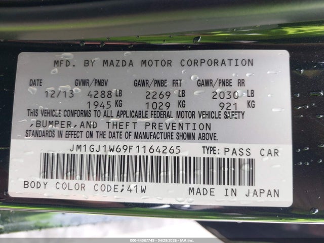 Aukcja sprzedaży 2015 Mazda Mazda6 I Grand Touring, vin: JM1GJ1W69F1164265, numer aukcji: 44987749