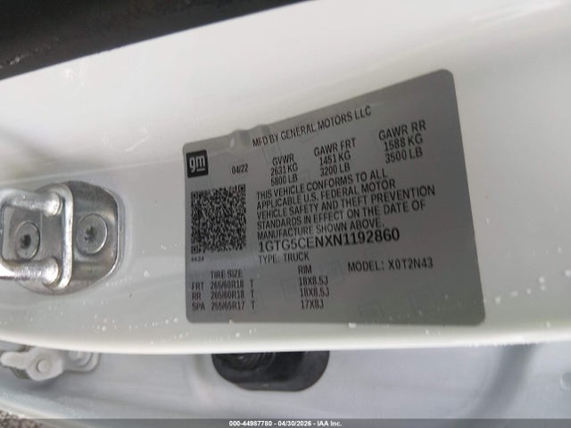 Продажа на аукционе авто 2022 Gmc Canyon 2wd  Short Box Elevation, vin: 1GTG5CENXN1192860, номер лота: 44987780