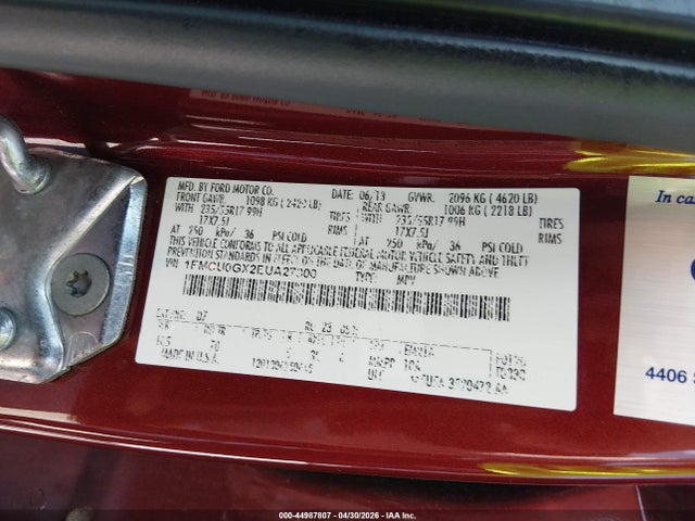 Aukcja sprzedaży 2014 Ford Escape Se, vin: 1FMCU0GX2EUA27300, numer aukcji: 44987807