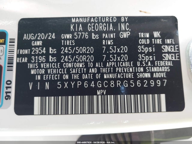 5XYP64GC8RG562997 KIA Telluride S