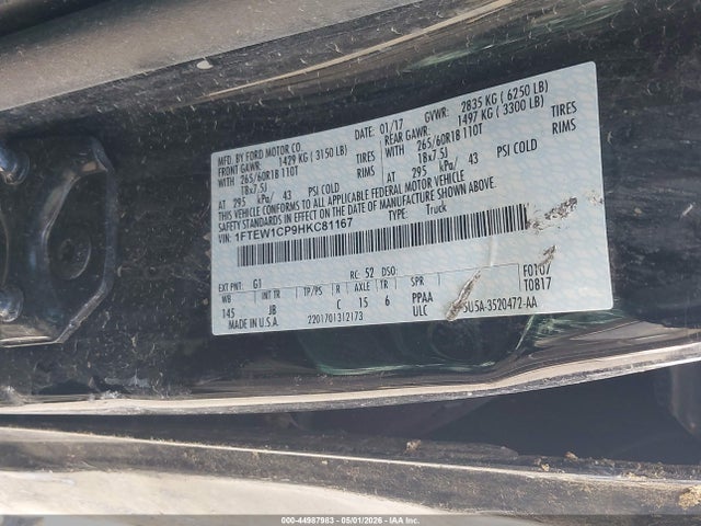 1FTEW1CP9HKC81167 Ford F-150 Xlt