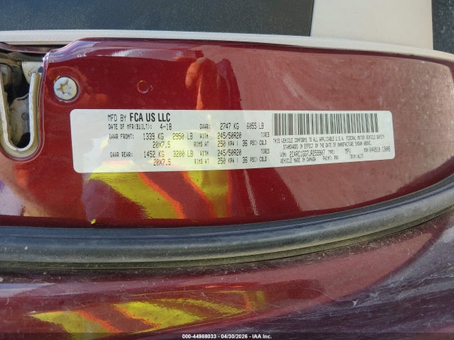 44988033 :رقم المزاد ، 2C4RC1GG7JR259907 vin ، 2018 Chrysler Pacifica Limited مزاد بيع