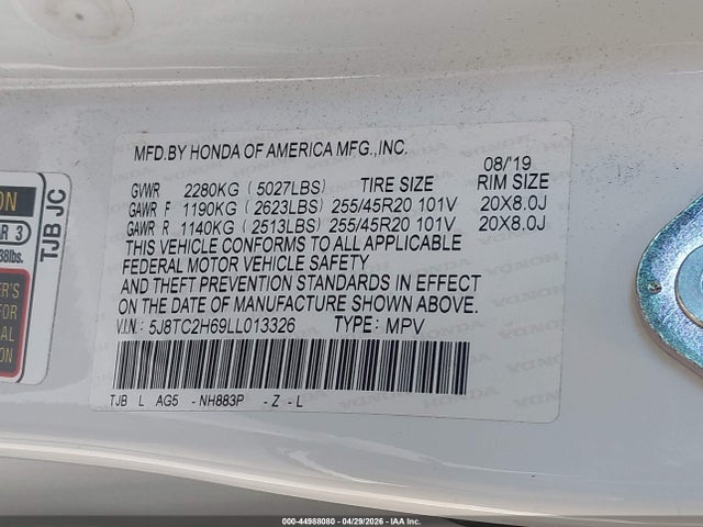 Продажа на аукционе авто 2020 Acura Rdx A-spec Package, vin: 5J8TC2H69LL013326, номер лота: 44988080