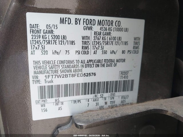 Ford F-250 Xl 2015 1FT7W2BT8FED52576 Image 9