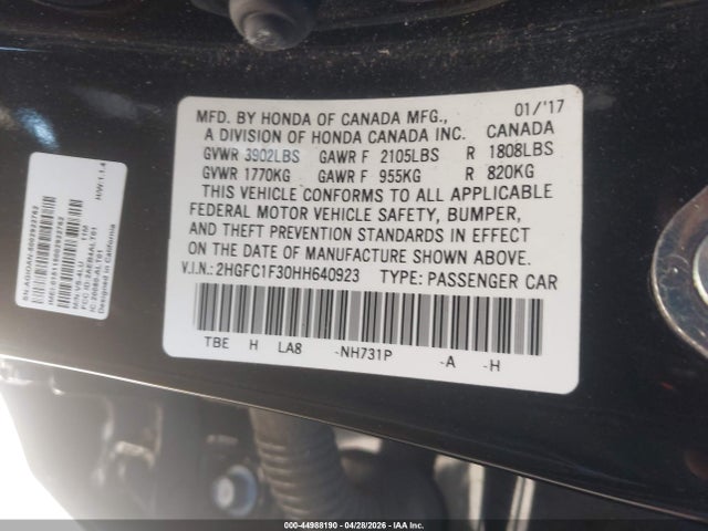 2HGFC1F30HH640923 Honda Civic Ex-t