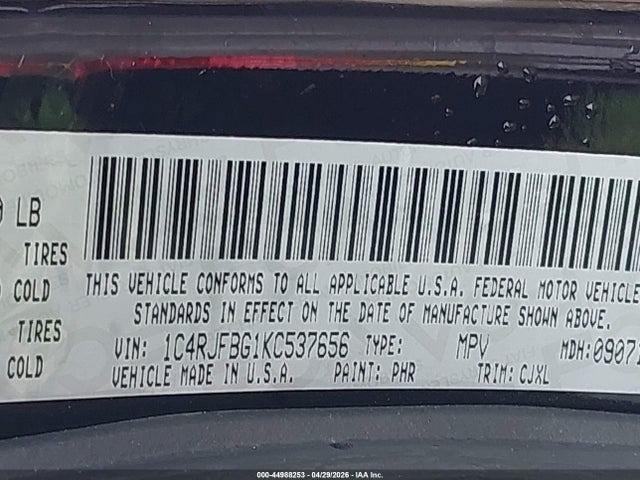 1C4RJFBG1KC537656 Jeep Grand Cherokee Limited 4x4