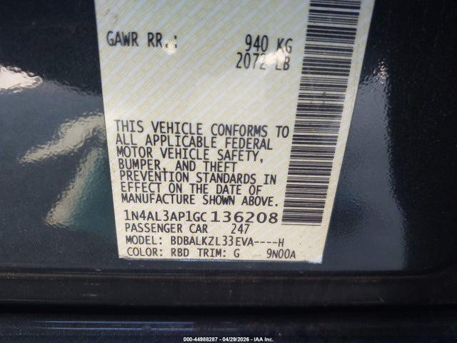 Nissan Altima 2.5 Sv 2016 1N4AL3AP1GC136208 Image 9