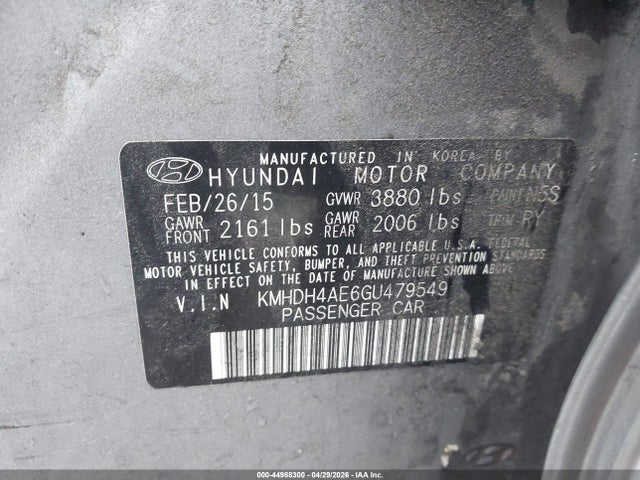 Продажа на аукционе авто 2016 Hyundai Elantra Value Edition, vin: KMHDH4AE6GU479549, номер лота: 44988300