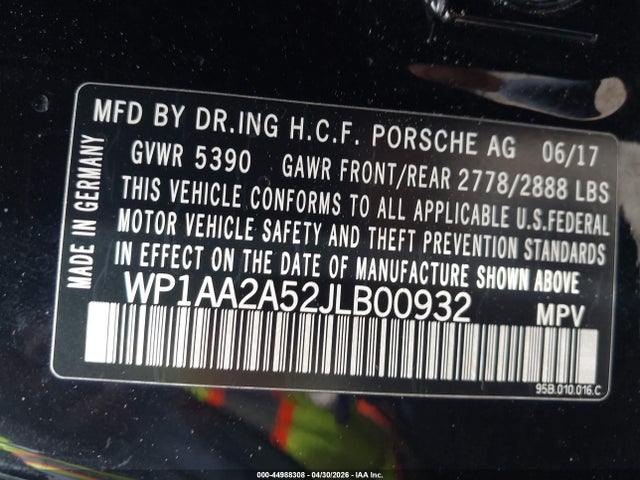 Aukcja sprzedaży 2018 Porsche Macan, vin: WP1AA2A52JLB00932, numer aukcji: 44988308