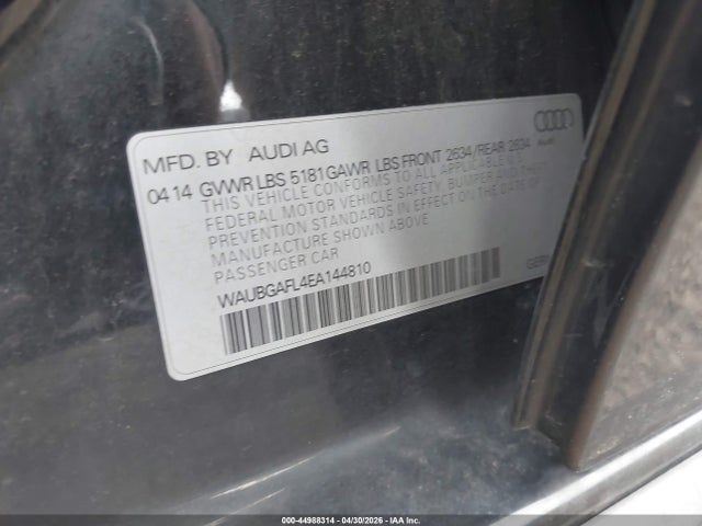 2014 Audi S4 3.0t Premium Plus მანქანა იყიდება აუქციონზე, vin: WAUBGAFL4EA144810, აუქციონის ნომერი: 44988314