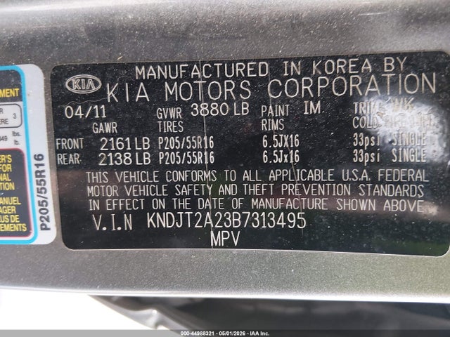 Aukcja sprzedaży 2011 Kia Soul +, vin: KNDJT2A23B7313495, numer aukcji: 44988321