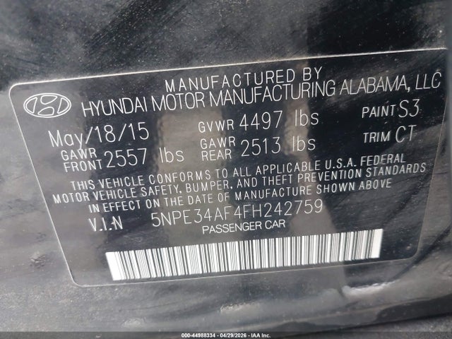 Hyundai Sonata Sport 2015 5NPE34AF4FH242759 Image 9