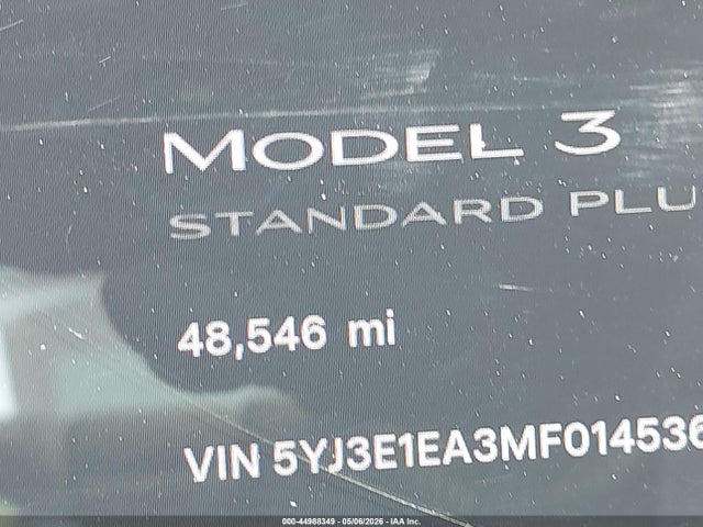Tesla Model 3 Standard Range Plus Rear-wheel Drive 2021 5YJ3E1EA3MF014536 Image 14
