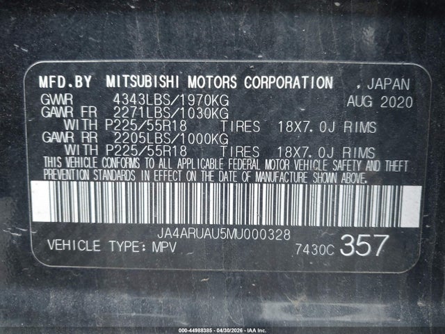 Продаж на аукціоні авто 2021 Mitsubishi Outlander Sport 2.0 Es Awc, vin: JA4ARUAU5MU000328, номер лоту: 44988385