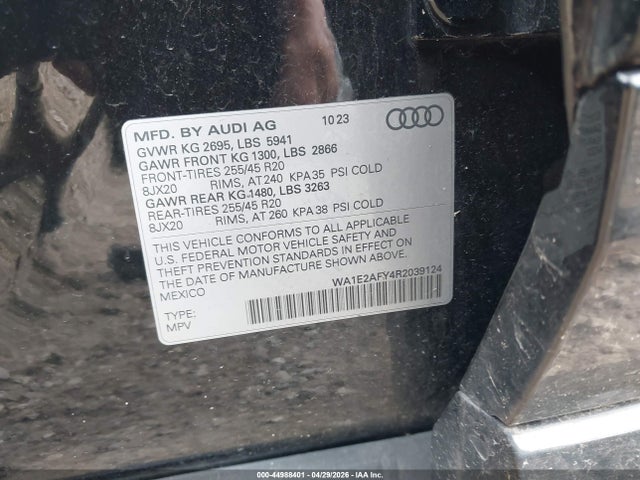 Aukcja sprzedaży 2024 Audi Q5 Premium Plus 55 Tfsi E S Line Quattro S Tronic, vin: WA1E2AFY4R2039124, numer aukcji: 44988401