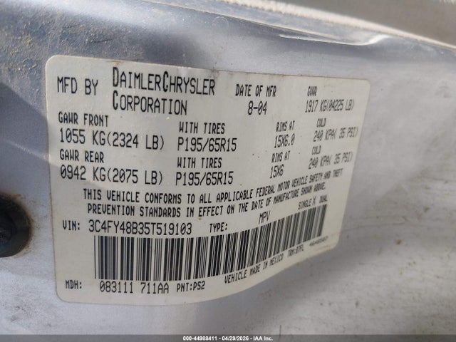 Aukcja sprzedaży 2005 Chrysler Pt Cruiser, vin: 3C4FY48B35T519103, numer aukcji: 44988411